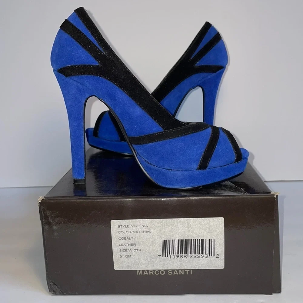MARCO SANTI blue cobalt Virginia heels pumps in women’s 5.5M - Picture 14 of 14